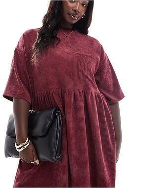 ASOS Burgundy Corduroy Mini Dress Size 12